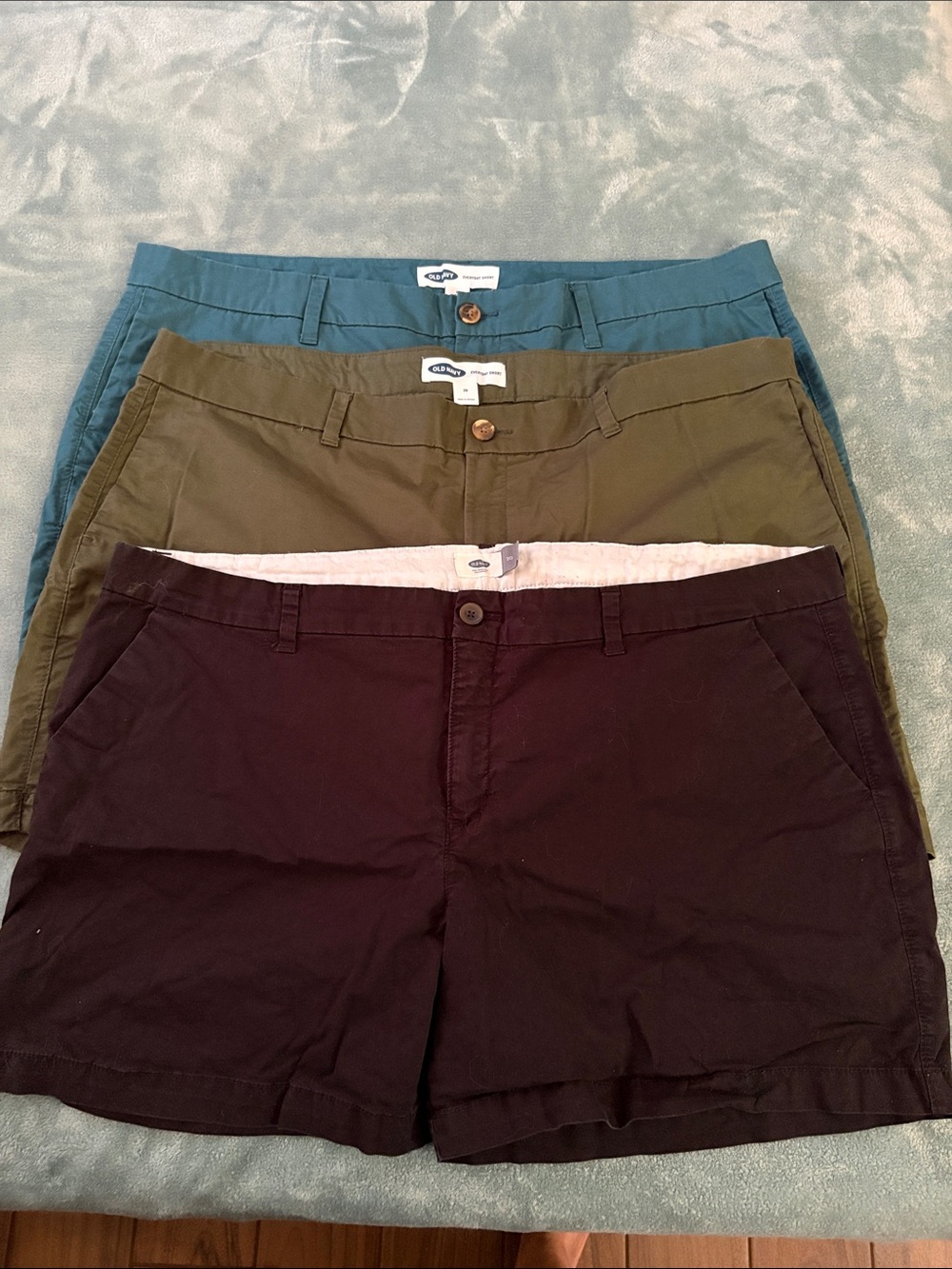 Old Navy Women’s Chino Shorts Trio - Teal, Olive, Black